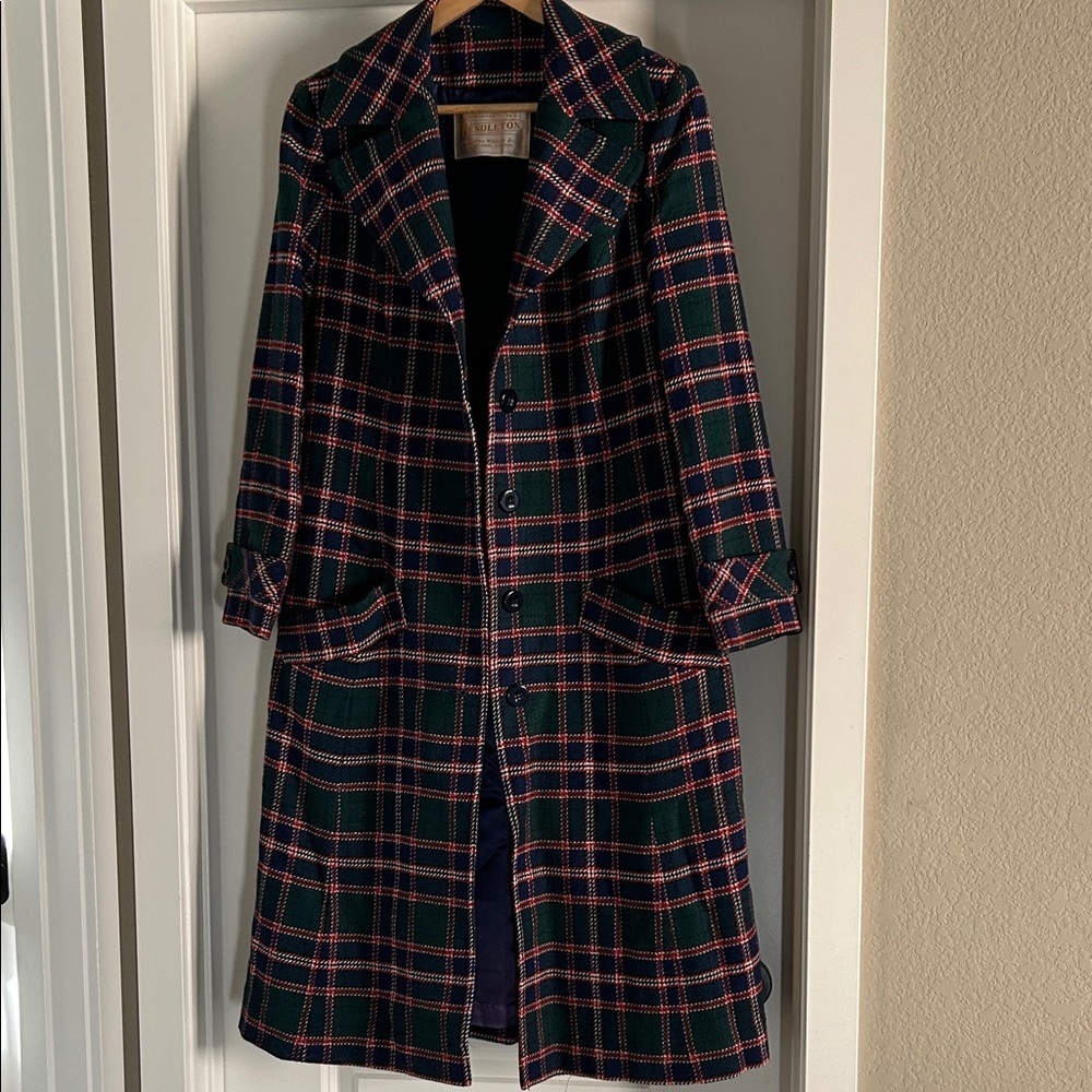 Pendleton Multicolor Plaid Wool Trench Coat size 4 - Picture 9 of 12